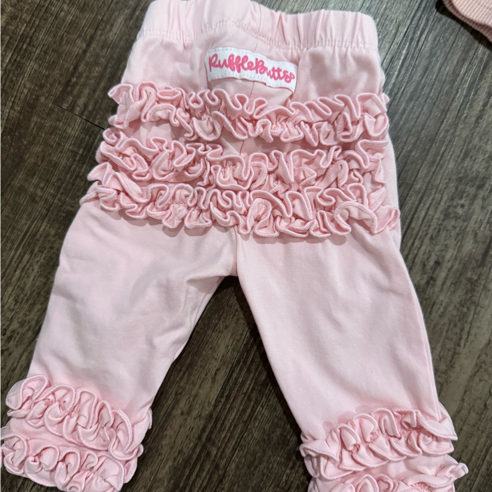 RuffleButts Pink Ruffle Leggings Newborn
